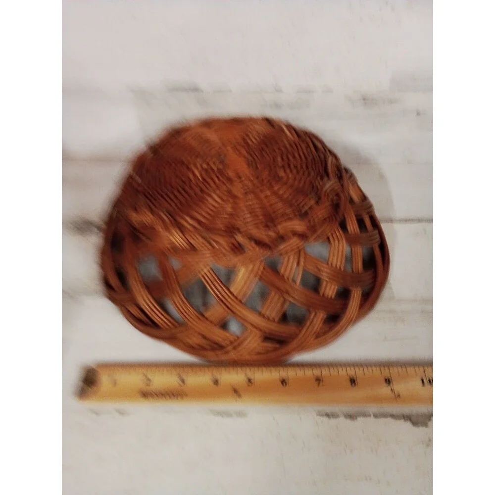 Round Wicker Dark Wood Color Basket Great For Storage Or Decor
